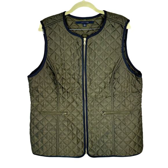 Tommy Hilfiger Jackets & Blazers - Tommy Hilfiger‎ Olive Green Quilted Sleeveless Lightweight Vest Sz XXL Pockets